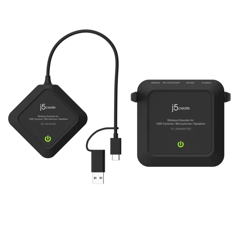 j5create JVW120 bezdrôtový extender pre USB™ kamery / mikrofóny / reproduktory, čierny