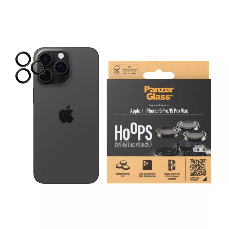 PanzerGlass® Hoops® Metal Camera Lens Protector čierna iPhone 15 Pro | 15 Pro Max