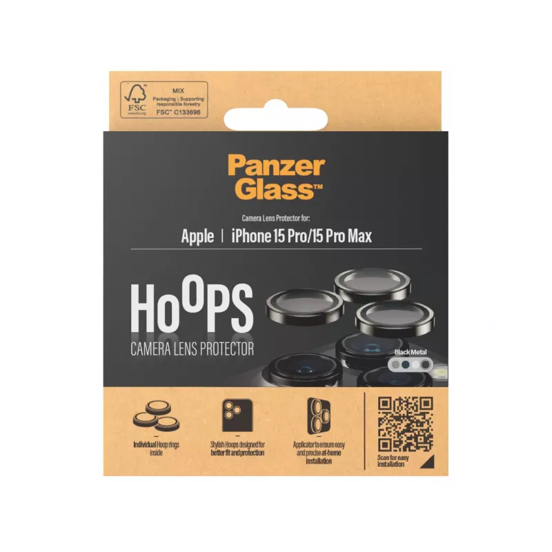 PanzerGlass® Hoops® Metal Camera Lens Protector čierna iPhone 15 Pro | 15 Pro Max