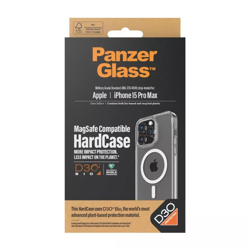 PanzerGlass ® HardCase transparentné s White MagSafe & D3O® iPhone 15 Pro Max