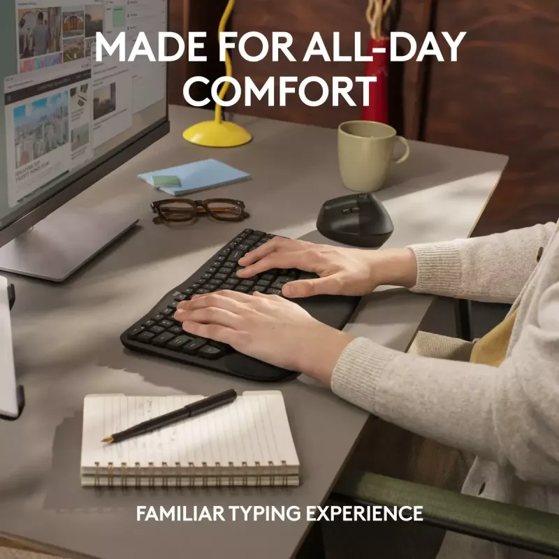 Logitech Wave Keys for Business ergonomická klávesnica Full-Size bezdrôtová