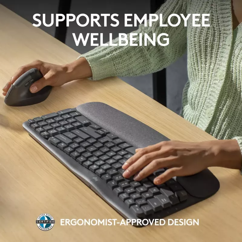Logitech Wave Keys for Business ergonomická klávesnica Full-Size bezdrôtová