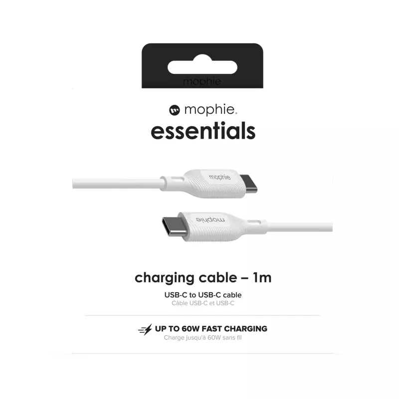 mophie essentials nabíjací kábel | 1 m USB kábel USB 2.0 USB-C biely