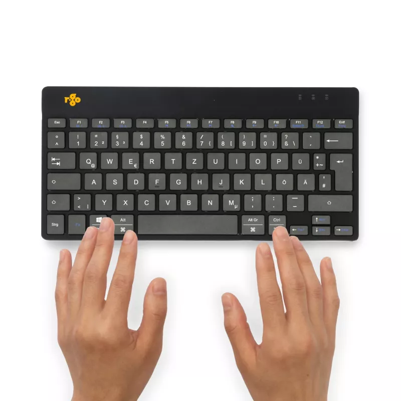 R-Go Tools ergonomická klávesnica R-Go Compact Break, kompaktná klávesnica so softvérom na prestávky, QWERTZ (DE), Bluetooth, čierna