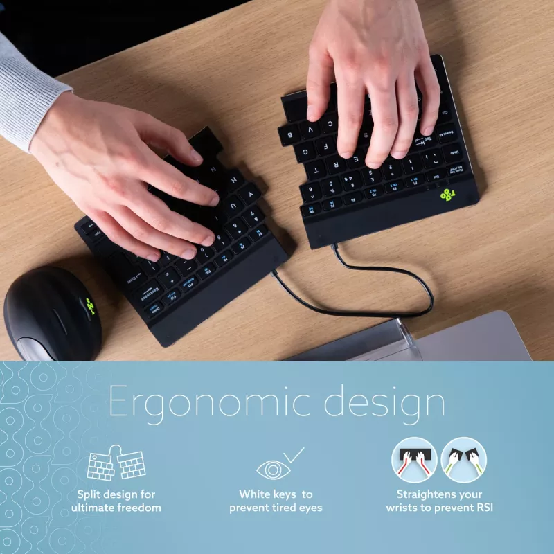 R-Go Tools ergonomická klávesnica R-Go Split Break so softvérom Break, ergonomická delená klávesnica, QWERTZ (DE), Bluetooth, čierna