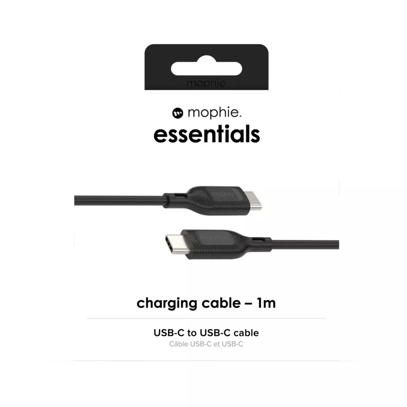 Nabíjací kábel USB-C na USB-C 1 m — Zagg International mophie essentials, USB 2.0, čierny
