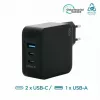 Ravanson Mobilis nabíjačka 100W GaN 2×USB‑C + 1×USB‑A AC pre interiér — pre notebook, smartfón, tablet — čierna