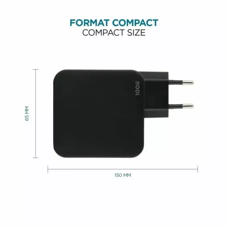 Ravanson Mobilis nabíjačka 100W GaN 2×USB‑C + 1×USB‑A AC pre interiér — pre notebook, smartfón, tablet — čierna