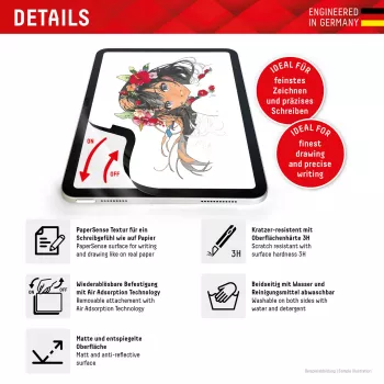 Displex TABLET PAPERSENSE pre iPad Pro 11'' (1./2./3./4. gen.)/Air (4./5. gen.), odnímateľná fólia na písanie alebo kreslenie s Paper Feeling