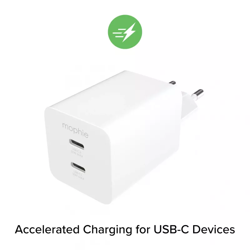 Napájací zdroj Zagg 50W 2x USB-C biely — Zagg mophie essentials