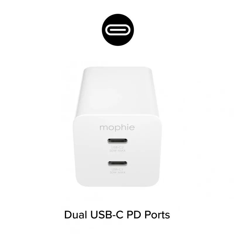 Napájací zdroj Zagg 50W 2x USB-C biely — Zagg mophie essentials