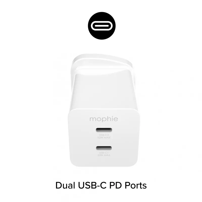 Napájací zdroj Zagg 50W 2x USB-C biely — Zagg mophie essentials
