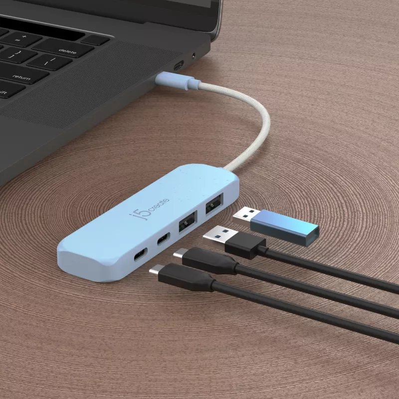 j5create ekologický USB-C na 4-port Type-C a Type-A Gen 2 hub