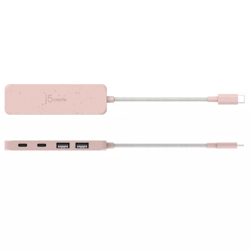 USB-C hub j5create JCH342ER-N 4-port Type-C Type-A Gen 2 10000 Mbit/s ružový