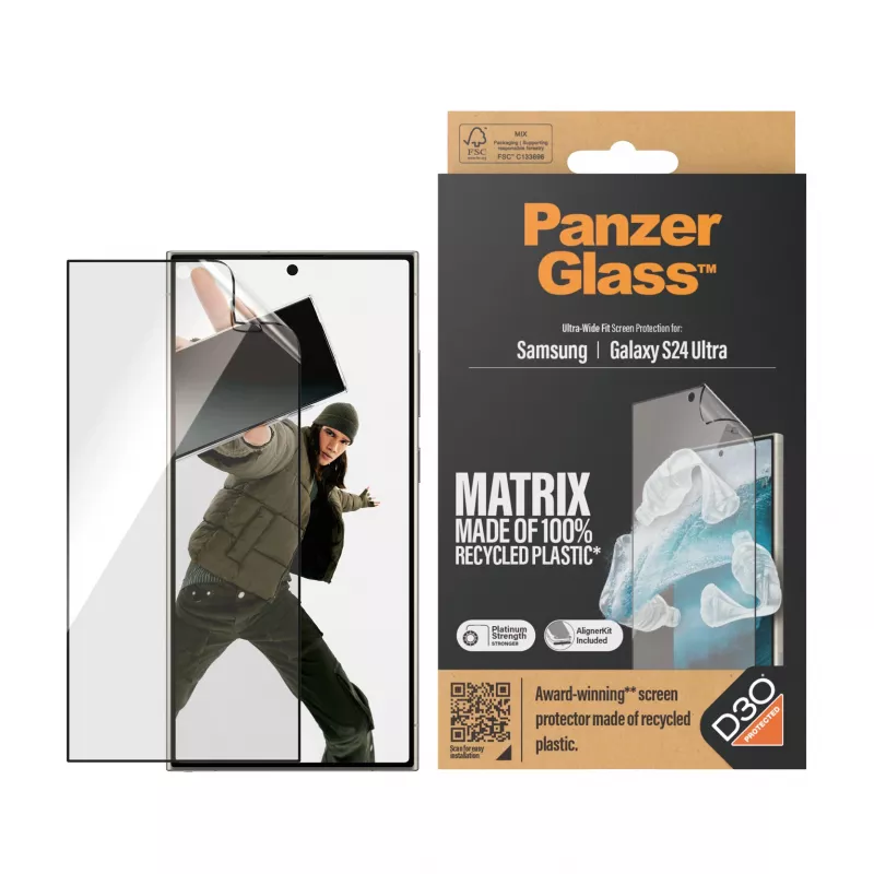 PanzerGlass ® ECO MATRIX ochrana displeja s D3O® Samsung Galaxy S24 Ultra | Ultra-Wide Fit s AlignerKit