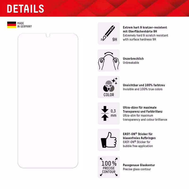 Displex Smart Glass (9H) pre Xiaomi Redmi 13C, montážna nálepka, nerozbitné