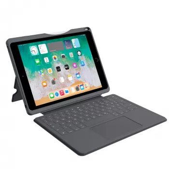 ASTAR DEQSTER Smart Rugged Touch Plus klávesnica 10,2 palca — QWERTZ nemecká, mechanické spínače, Smart Connector docking, sivá