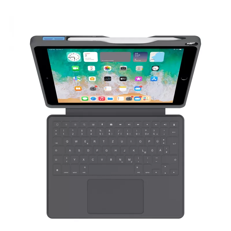 ASTAR DEQSTER Smart Rugged Touch Plus klávesnica 10,2 palca — QWERTZ nemecká, mechanické spínače, Smart Connector docking, sivá