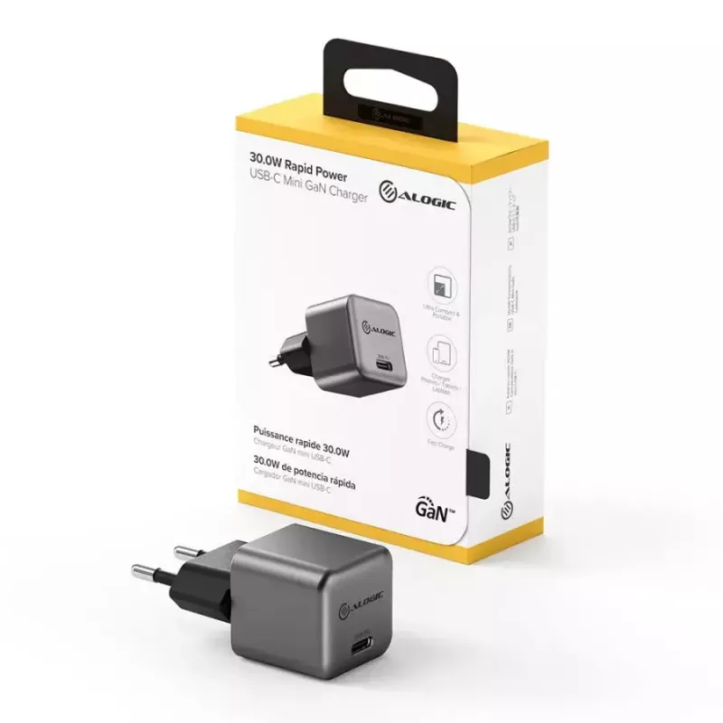 ALOGIC 1X30 30W Rapid Power USB-C MINI GaN nabíjačka Indoor AC mobilný telefón notebook smartfón tablet