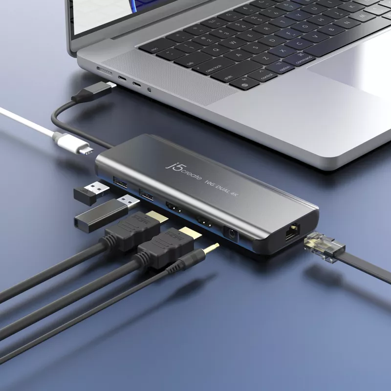 j5create JCD398 USB-C® Dual 4K HDMI™ 10Gbps Mini dok, čierna
