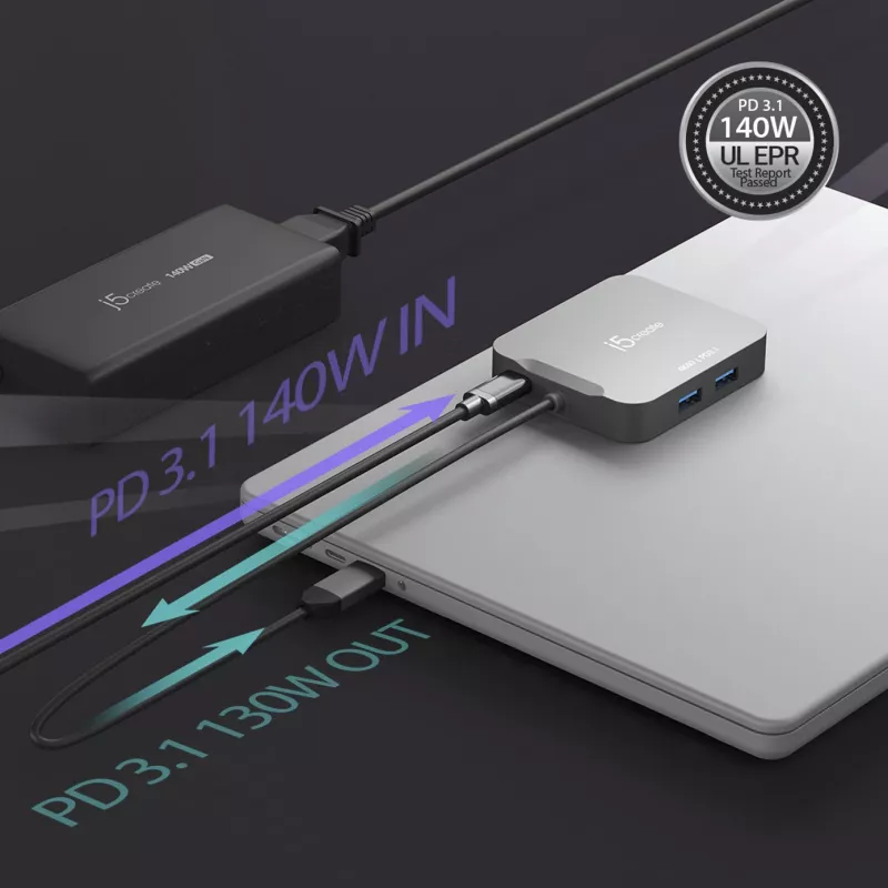 j5create JCD3191 4K60 Elite USB-C® cestovný adaptér, čierna