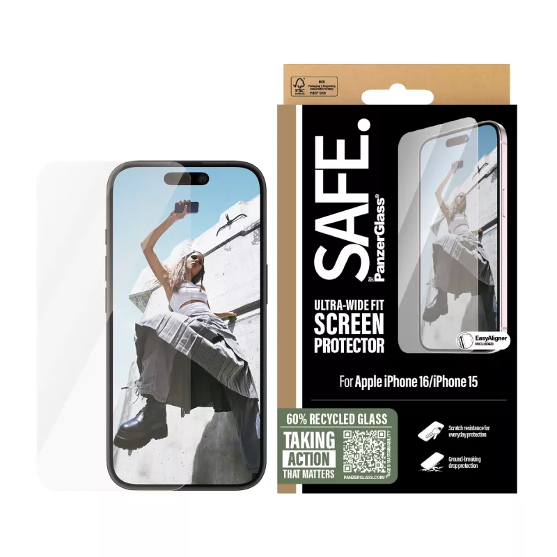 PanzerGlass SAFE. by ® ochrana displeja iPhone '24 6,1 palca | Ultra-Wide Fit