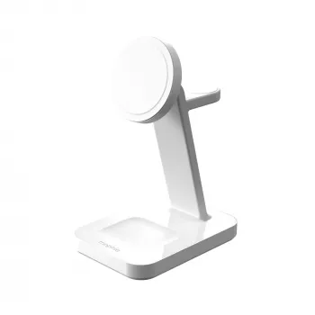 mophie Snap+ 3-in-1 bezdrôtová nabíjacia stanica headset, smartfón, smartwatch biela USB bezdrôtové nabíjanie rýchle nabíjanie interiérové