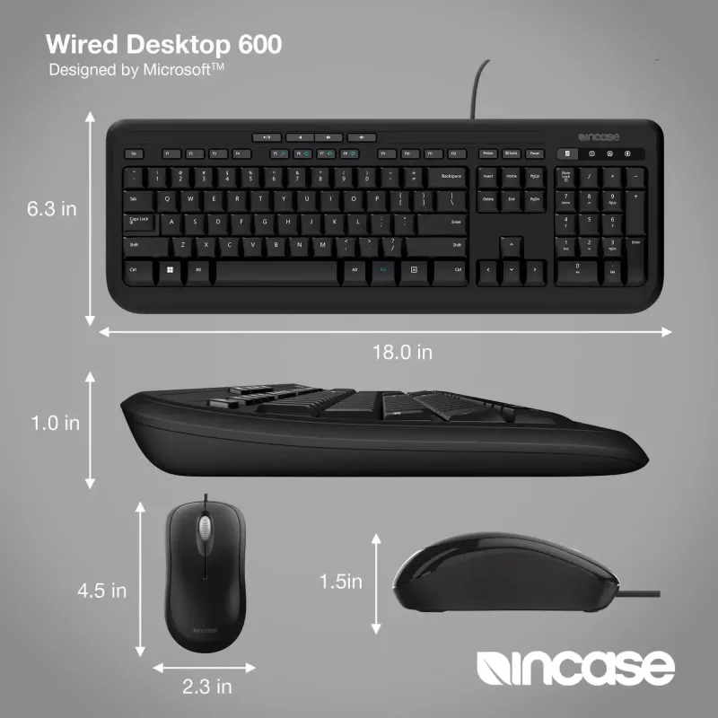 Incase Designed by Microsoft Wired Desktop 600 klávesnica myš v cene univerzálna USB QWERTY UK-anglická čierna