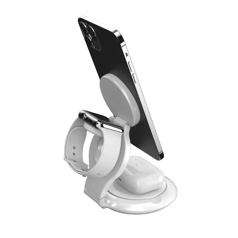 j5create Qi2 magnetická, skladacia 3-in-1 nabíjacia stanica interiérová USB smartwatch slúchadlá smartfón