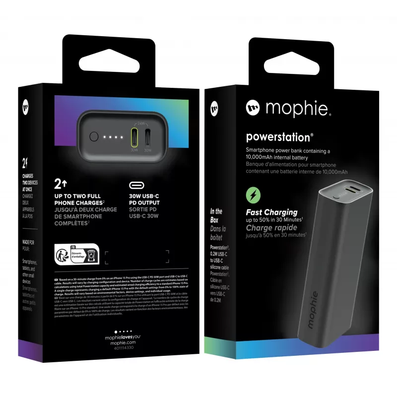 Powerbank mophie Powerstation 10000 mAh čierna 2 USB Type-C