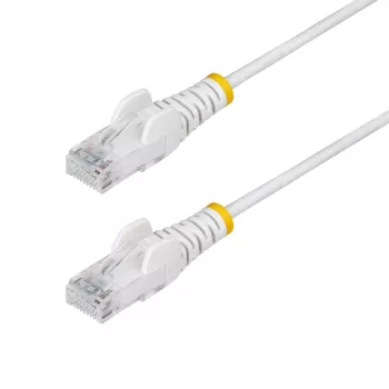 StarTech.com 1 m biely štíhly CAT6 Ethernet kábel, bez západky, 100W PoE, UTP, LSZH, 28AWG čistý holý medený drôt, štíhly RJ45 sieťový patch kábel s odľahčením ťahu, jednotlivo testovaný