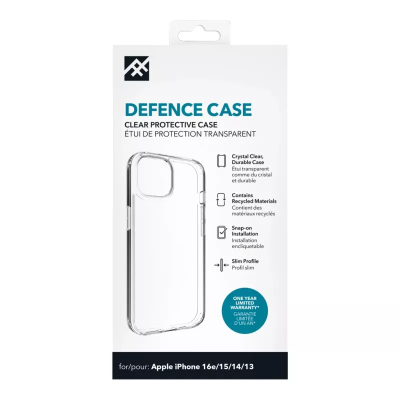 IFROGZ Defence puzdro iPhone 17e/16e/15/14/13 Clear, puzdro, Apple, iPhone 17e/16e/15/14/13, 15,5 cm (6,1 inch), transparentné