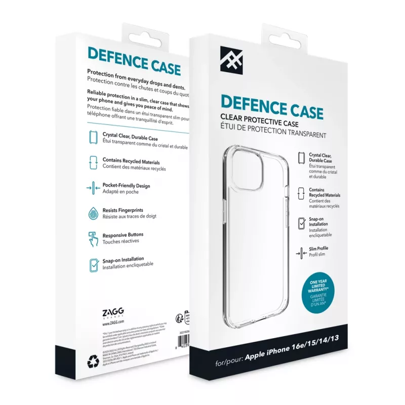 IFROGZ Defence puzdro iPhone 17e/16e/15/14/13 Clear, puzdro, Apple, iPhone 17e/16e/15/14/13, 15,5 cm (6,1 inch), transparentné