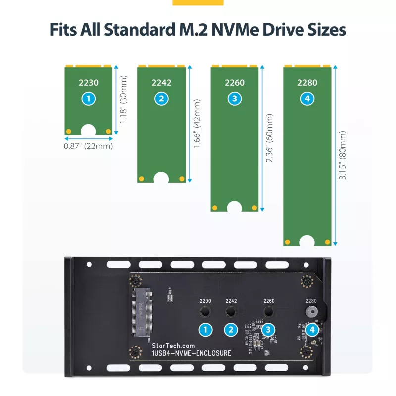 StarTech.com USB4 M.2 NVMe puzdro, 40 Gbit/s, externé USB-C/Thunderbolt NVMe SSD puzdro, hliníkové chladičové puzdro, B+M/M-Key