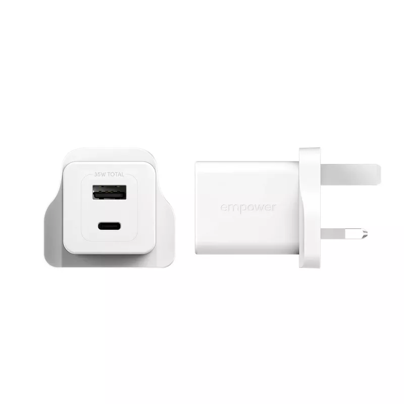 PanzerGlass empower™ by ® Turbo 35W nabíjačka vrátane USB-C + USB-A | UK konektor | strieborno-biela