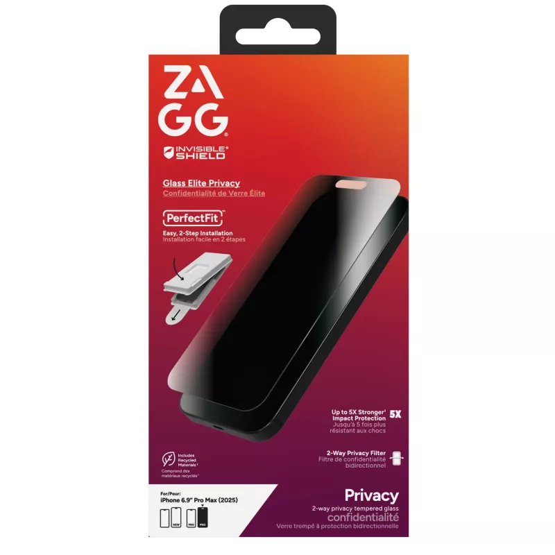 InvisibleShield Glass Elite Privacy ochranná fólia proti videniu pre Apple iPhone 17 Pro Max