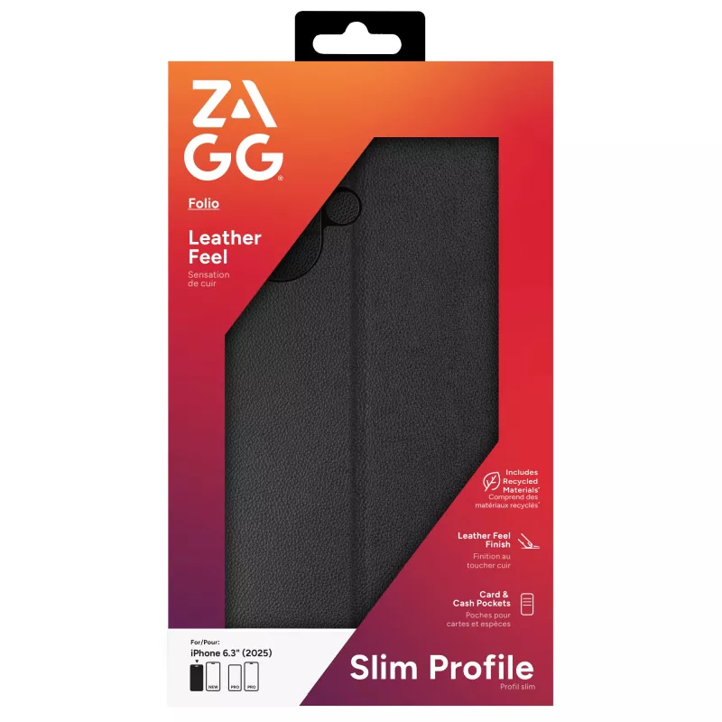 ZAGG Folio puzdro pre Apple iPhone 17, kožené, čierne