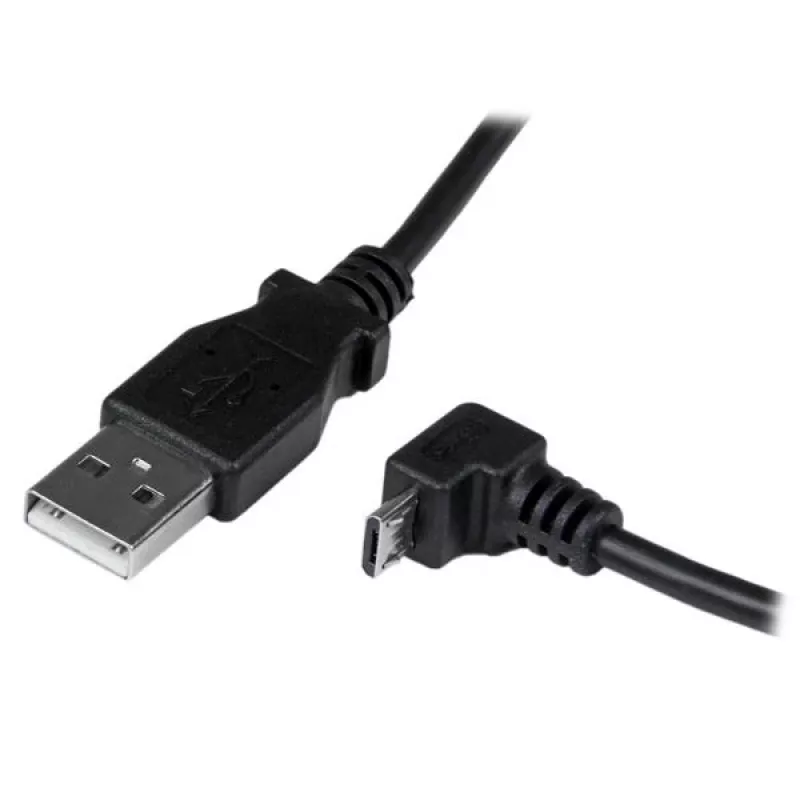 StarTech.com 2m Micro-USB kábel - A na zahnutý Micro-B, 2 m, USB A, Micro-USB B, USB 2.0, 0,48 Gbit/s, čierny