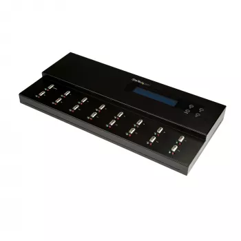 StarTech.com samostatný 1-na-15 USB flash duplikátor a vymazávač, kopírovanie viacerých USB flash diskov, systémová a súborová ako aj celodisková kópia s 1,5 GB/min, jednotlivé a 3-násobné vymazanie, LCD displej – TAA