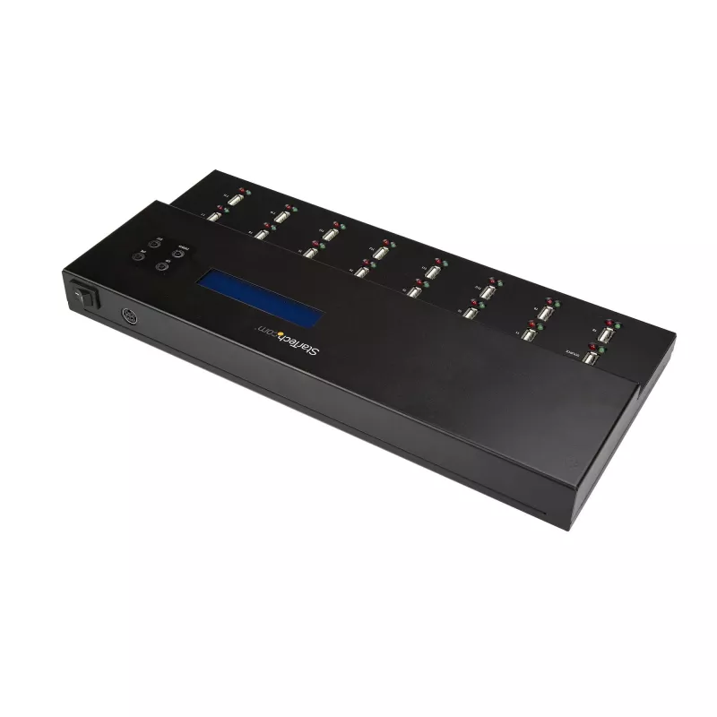 StarTech.com samostatný 1-na-15 USB flash duplikátor a vymazávač, kopírovanie viacerých USB flash diskov, systémová a súborová ako aj celodisková kópia s 1,5 GB/min, jednotlivé a 3-násobné vymazanie, LCD displej – TAA