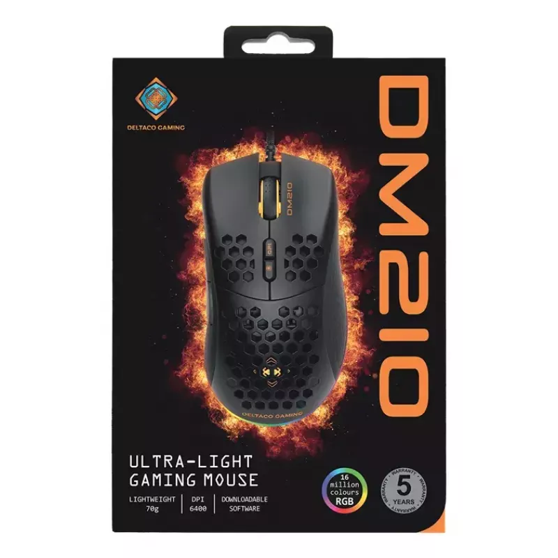 Herná myš Deltaco DM210 káblová ultratenká RGB čierna