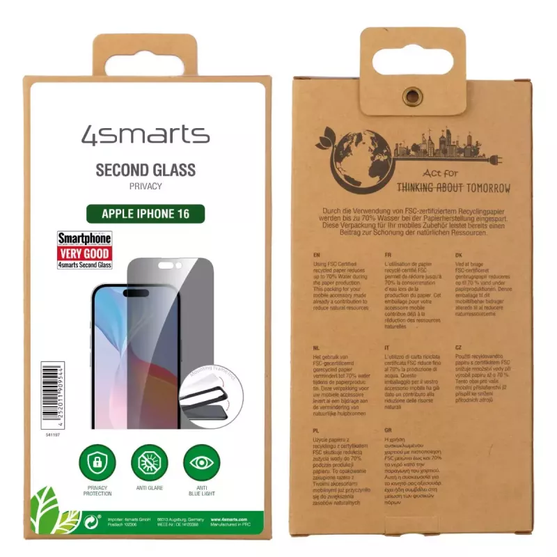 Ochranná fólia displeja 4smarts 541197 pre Apple iPhone 16 tvrdené sklo