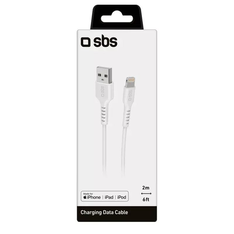 Lightning kábel SBS TECABLEUSBIP5289W 2m biely USB A
