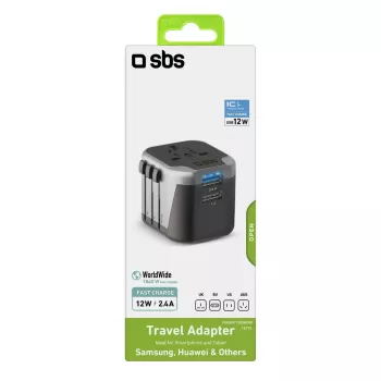 Napájací zdroj pre mobilné zariadenia SBS Mobile TEADAPT2USBUNI — čierny/strieborný, USB adaptér