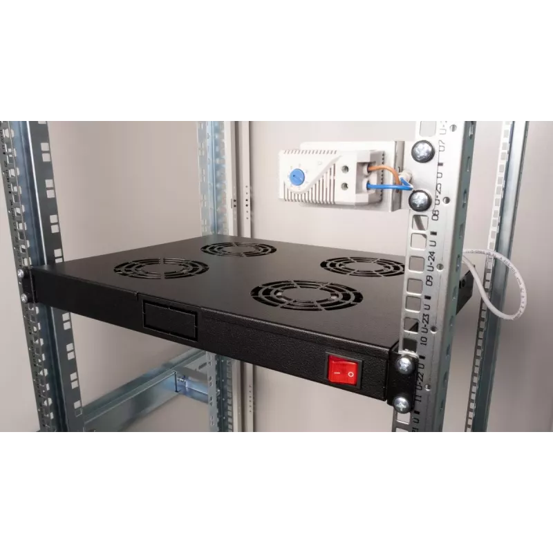 Equip chladiace ventilátory 19', 1U, 4 ventilátory, RAL9005 čierna