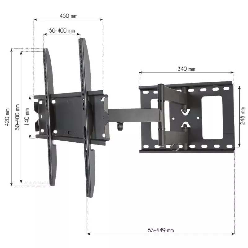Techly ICA-PLB 148M TV nástenný držiak 139,7 cm (55 palcov) čierny