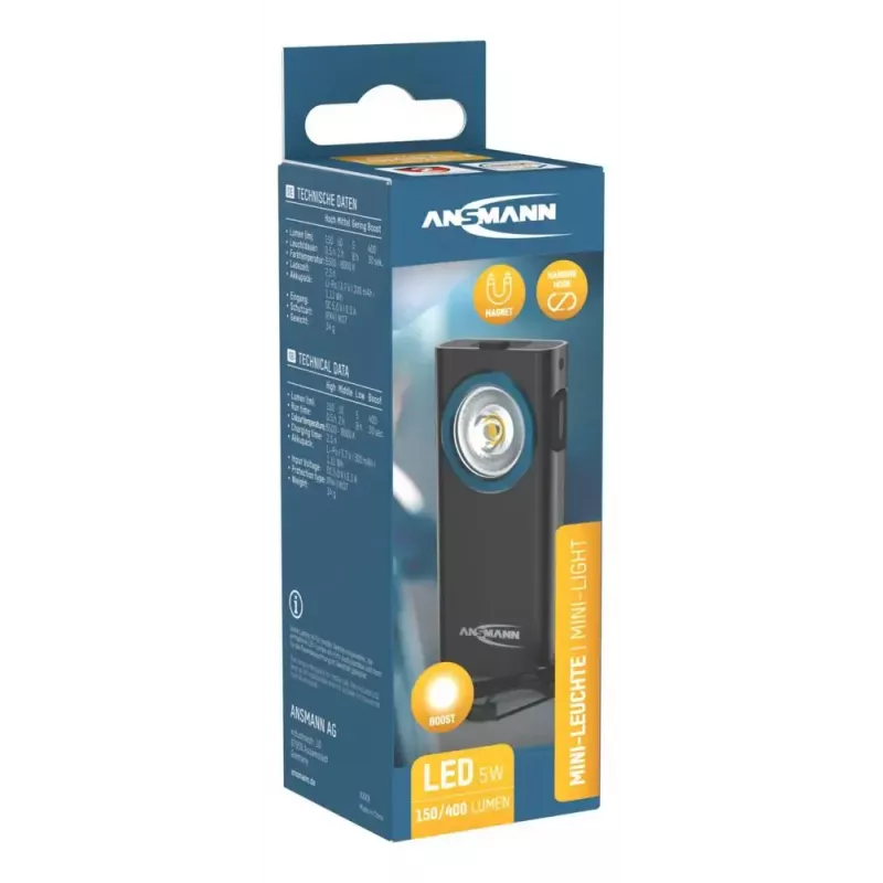 Prívesková baterka Ansmann ML400R čierna LED 5W USB nabíjateľná