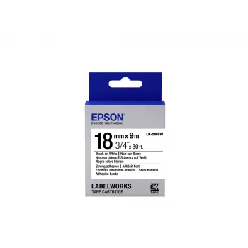 Epson kazeta etikiet silne priľnavá LK-5WBW čierna/biela 18 mm (9 m)