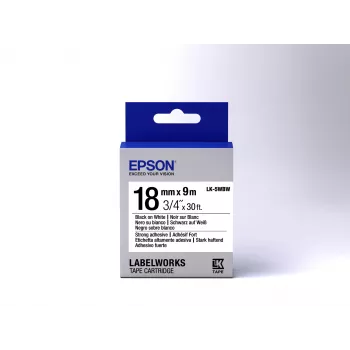 Epson kazeta etikiet silne priľnavá LK-5WBW čierna/biela 18 mm (9 m)