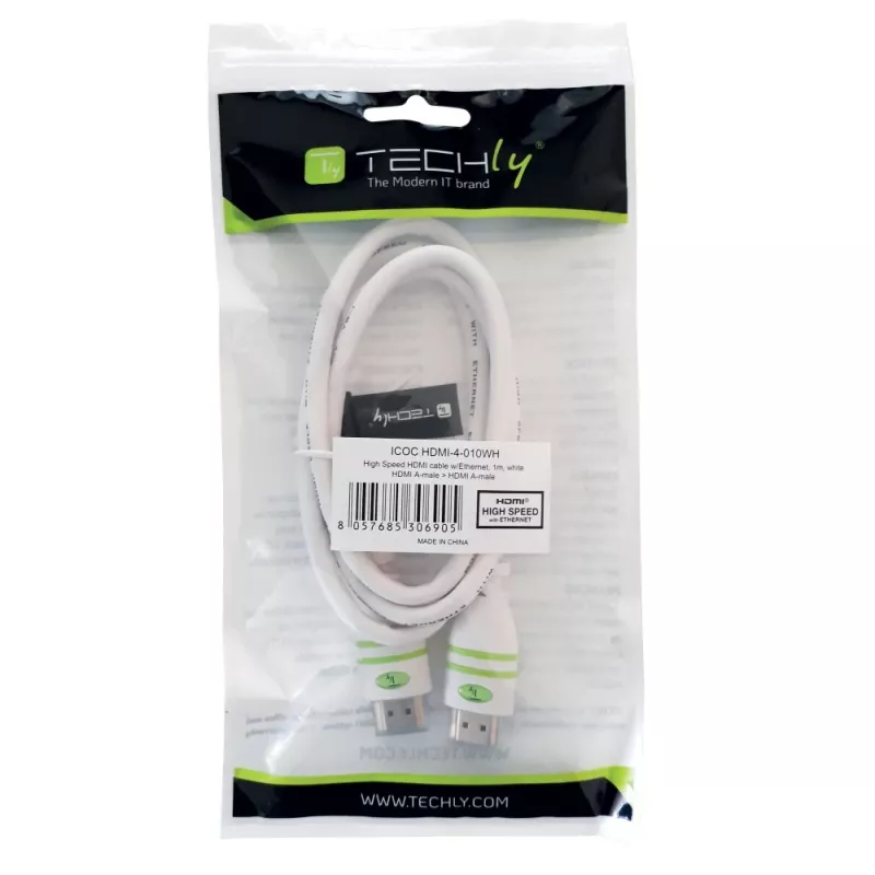 Techly 2m High Speed HDMI kábel s Ethernetom A/A M/M biely ICOC HDMI-4-020WH